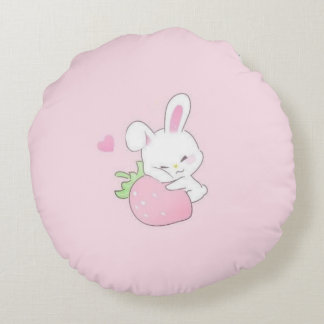 Almofada Redonda Travesseiro Redondo Fofinho de Bunny Kawaii - Rosa