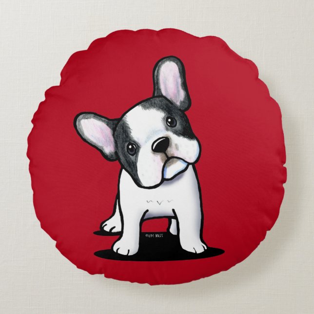 Almofada Redonda Travesseiro redondo francês para Bulldog (Frente)