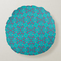 Travesseiro Redondo Geometria Retro Rosa Azul