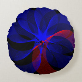 Almofada Redonda Travesseiro redondo geométrico com destaque azul r