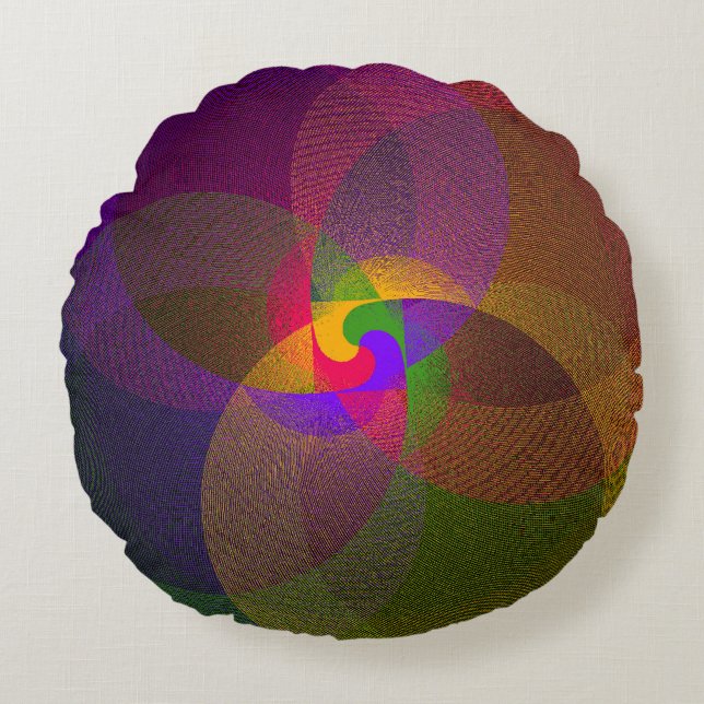 Almofada Redonda Travesseiro redondo geométrico de mistura de citri (Frente)