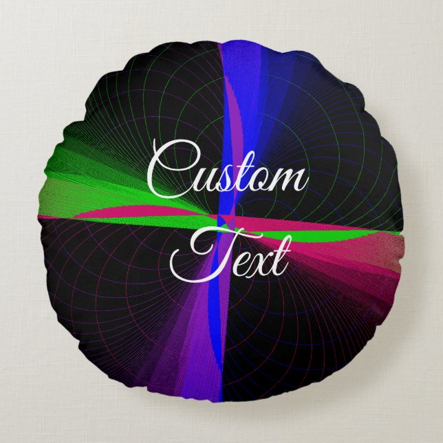 Almofada Redonda Travesseiro redondo geométrico de onda de quatro v (Frente)