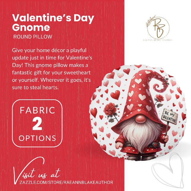 Almofada Redonda Travesseiro redondo Gnome do dia de os namorados (Criador carregado)
