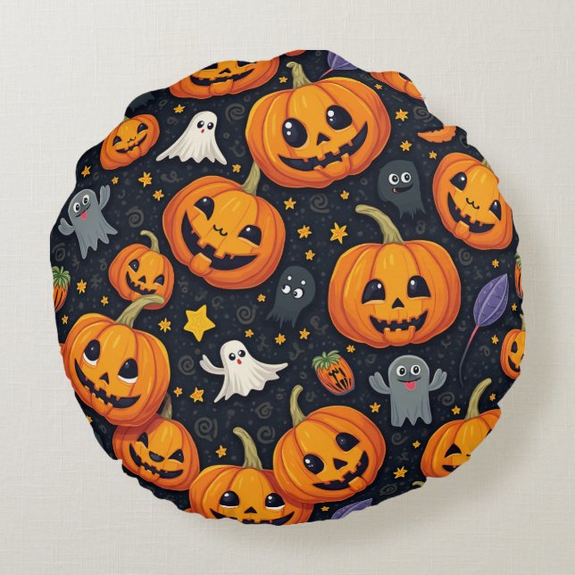 Almofada Redonda Travesseiro redondo Halloween (Verso)