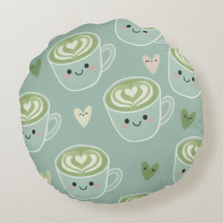 Almofada Redonda Travesseiro Redondo Kawaii Matcha Love Latte
