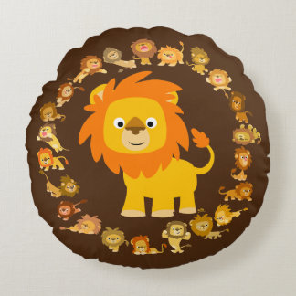 Almofada Redonda Travesseiro Redondo Lion Mandala, Um Bico Cartoon