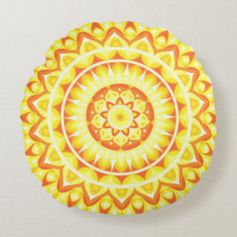 Almofada Redonda Travesseiro redondo Mandala Base Amarelo