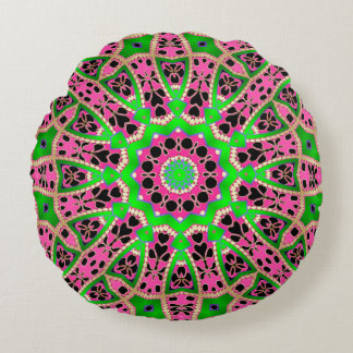 Almofada Redonda Travesseiro Redondo Mandala Verde Rosa Boêmio Dive