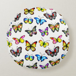 Almofada Redonda Travesseiro Redondo Moderno com Padrão de Borbolet