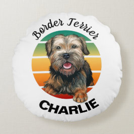 Almofada Redonda Travesseiro Redondo Personalizado Border Terrier