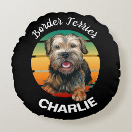 Almofada Redonda Travesseiro Redondo Personalizado Border Terrier