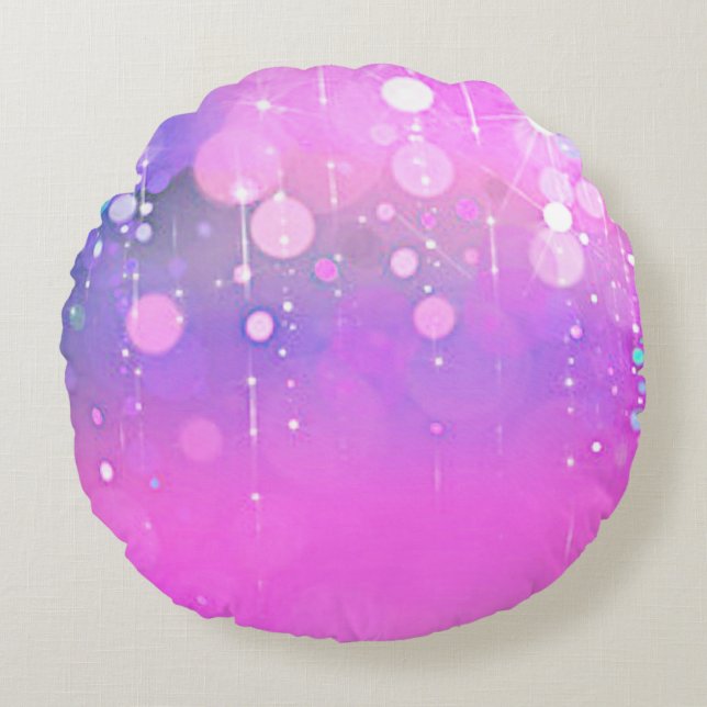 Almofada Redonda Travesseiro redondo personalizado em rosa e roxo. (Frente)