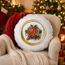 Travesseiro Redondo Personalizado Feliz Natal