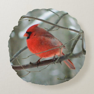 Almofada Redonda Travesseiro redondo Red Cardinal (inverno)