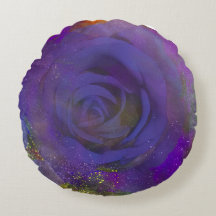 Travesseiro redondo Rosa de meia-noite mística