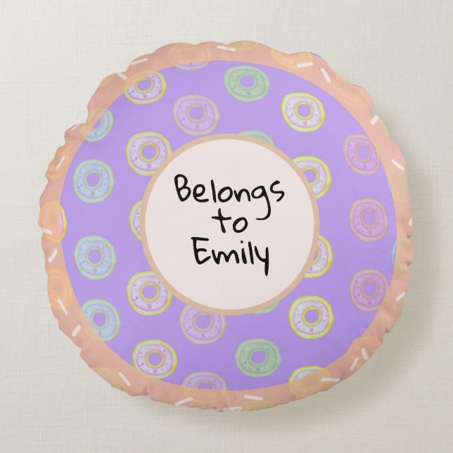 Almofada Redonda Travesseiro redondo Rosquinha roxo (Frente)