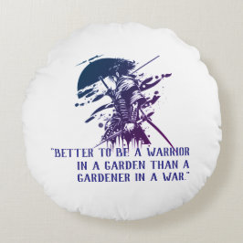 Almofada Redonda Travesseiro Redondo Samurai Guerreiro Tinta Azul C