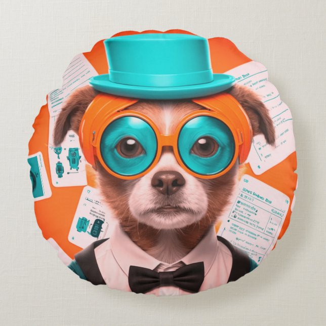 Almofada Redonda Travesseiro redondo Sunny Puppy (Frente)