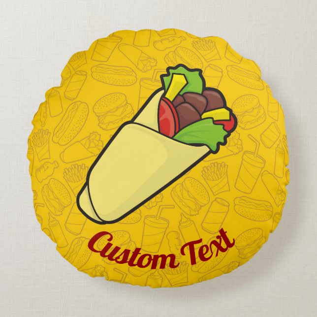 Almofada Redonda Travesseiro redondo Tortilla Sandwich (Frente)