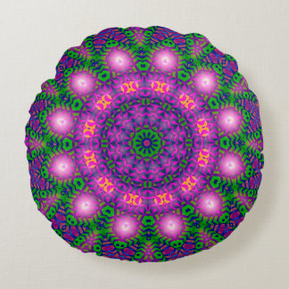 Almofada Redonda Travesseiro Redondo Verde Roxo Mandala Místico