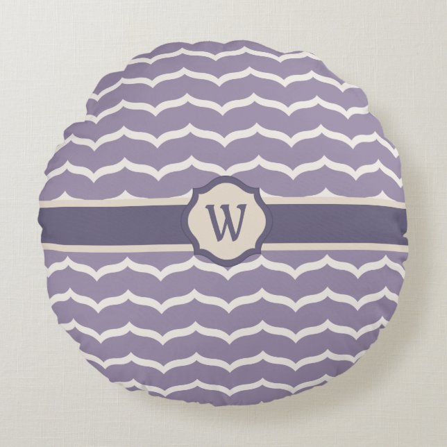 Almofada Redonda Travesseiro redondo Zigzag florescido (Frente)