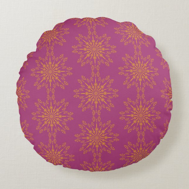 Almofada Redonda Travesseiro Retro Mandala Boysenberry Round (Frente)