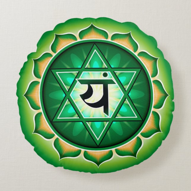 Almofada Redonda Travesseiro Round Chakra Anahata Yoga (Frente)