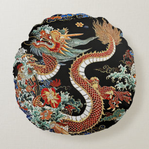 Almofada Redonda Travesseiro Round Dragon