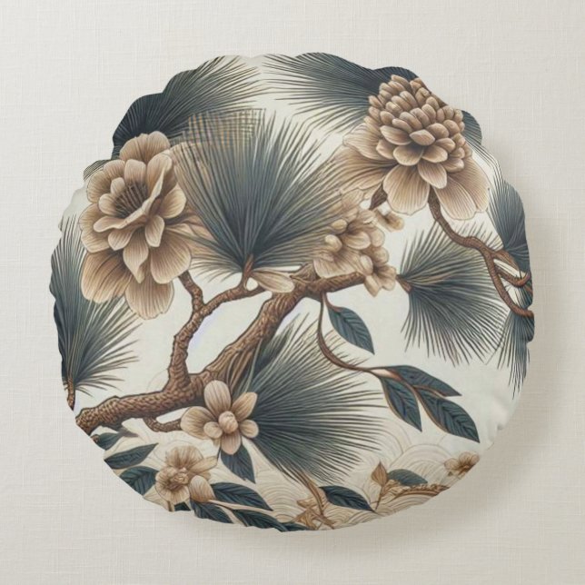 Almofada Redonda Travesseiro russo de girassol - Charme natural (Frente)