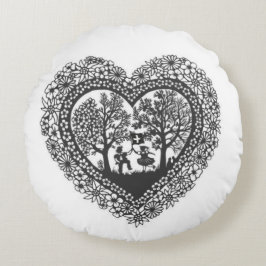 Almofada Redonda Travesseiro Scherenschnitte suíço