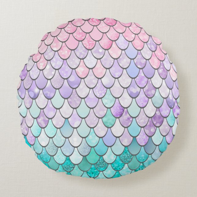 Almofada Redonda Travesseiro Sereia, Travesseiro decorativo Redondo (Frente)