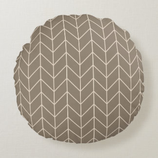 Almofada Redonda Travesseiro Taupe com Padrão Herringbone