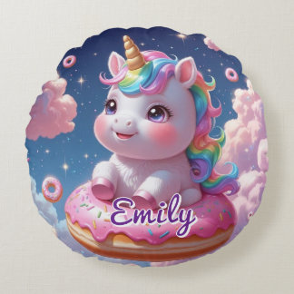 Almofada Redonda Travesseiro Unicorn de Rosquinha redonda - Nome ed