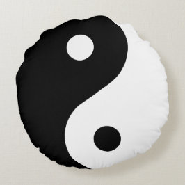 Almofada Redonda Travesseiro Ying Yang preto e branco da Tendy