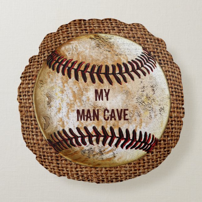 Almofada Redonda Travesseiros de Caverna de Homem PERSONALIZADOS co (Frente)