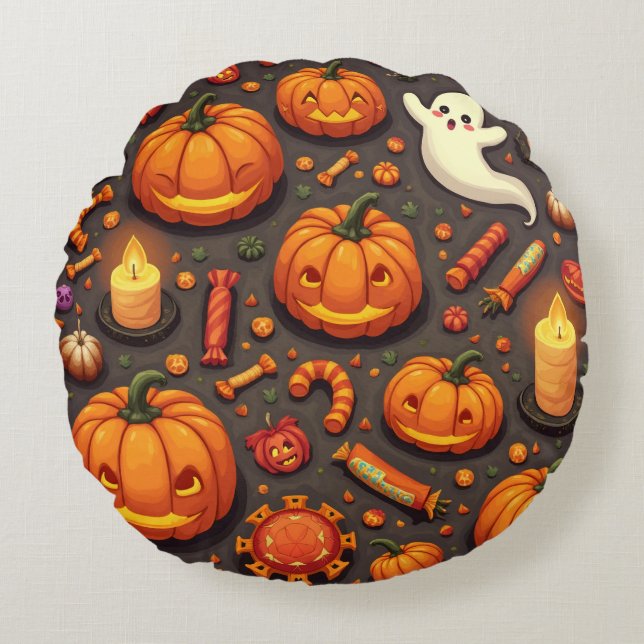 Almofada Redonda Travesseiros de Halloween (Frente)
