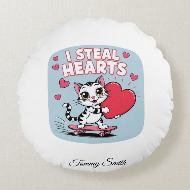 Almofada Redonda Travesseiros de Namorados Sentimentais Modernos pa (Frente)