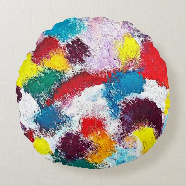 Almofada Redonda Travesseiros decorativos vibrantes (Frente)