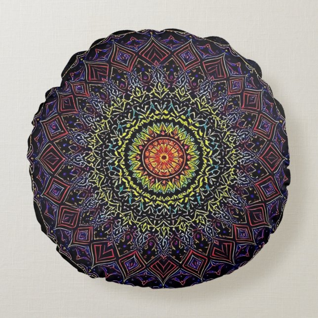 Almofada Redonda Travesseiros Mandala da Abundance (Frente)