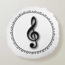 Almofada Redonda Treble Clef Music Note Design