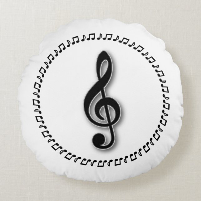 Almofada Redonda Treble Clef Music Note Design (Frente)