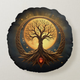 Almofada Redonda Tree of Life – Moonlit Enlightenment
