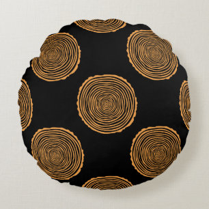 Almofada Redonda Tree Rings Seamless Pattern. Saw cut tree trunk ba