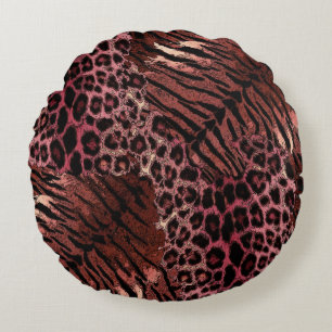 Almofada Redonda Trendência de pele de tigre-leopardo