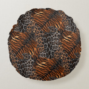 Almofada Redonda Trendência de pele de tigre-leopardo