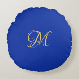 Almofada Redonda Trendy Elegant Solid Royal Blue Name Monogram