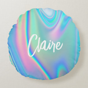 Almofada Redonda Trendy Faux Iridescente Personalizado com Nome Ro