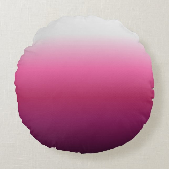 Almofada Redonda trendy magenta maroon marsala burgundy ombre (Frente)