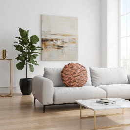 Almofada Redonda "Trendy Mocha Mousse Cubo Geométrico 3D