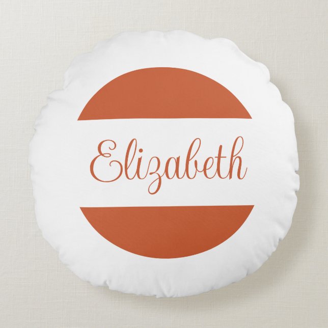 Almofada Redonda Trendy Terracotta Orange Nome manuscrito (Frente)